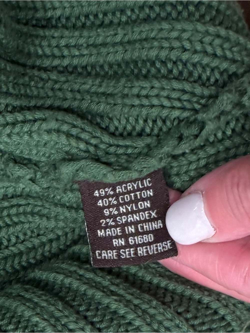 525 America Green Ribbed Chevron Turtleneck Sweater, in Green, Size Small - Picture 8 of 8